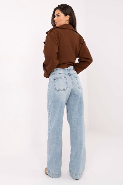 Sublevel Women's Wide Leg High Waist Jeans displayed with trendy accessories, demonstrating the versatility of this modern casual outfit.