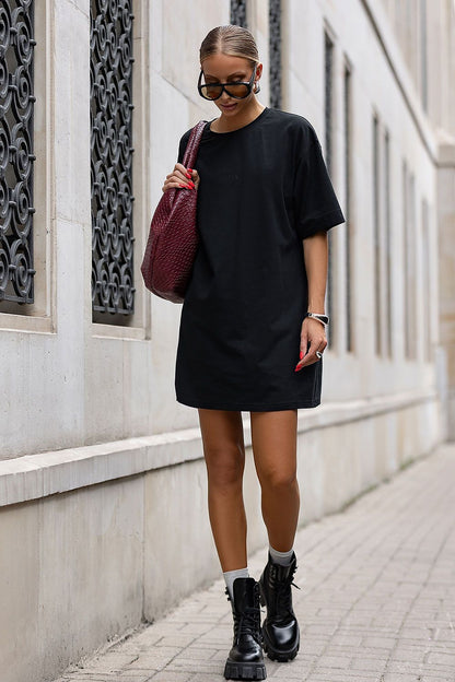 IVON Oversized Cotton Dress showcasing premium embroidery, made from soft, breathable fabric, perfect for sizes XS-XL, combining luxury style and comfort.