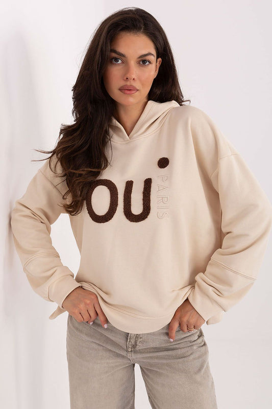 Luxury Women's Sweatshirt with Hood, Embroidery, Long Sleeves by Factory Price - Fashionable casual wear in high-quality cotton and polyester blend, ideal for everyday styling.