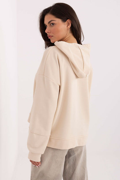 Luxury women's sweatshirt with hood and long sleeves, elegantly embellished with embroidery, from Factory Price.
