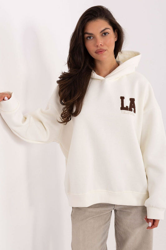 Luxury Women's Cotton-Polyester Hoodie Sweatshirt by Factory Price, featuring a comfort fit for EU size 0, in modern casual style with striking embroidered details.