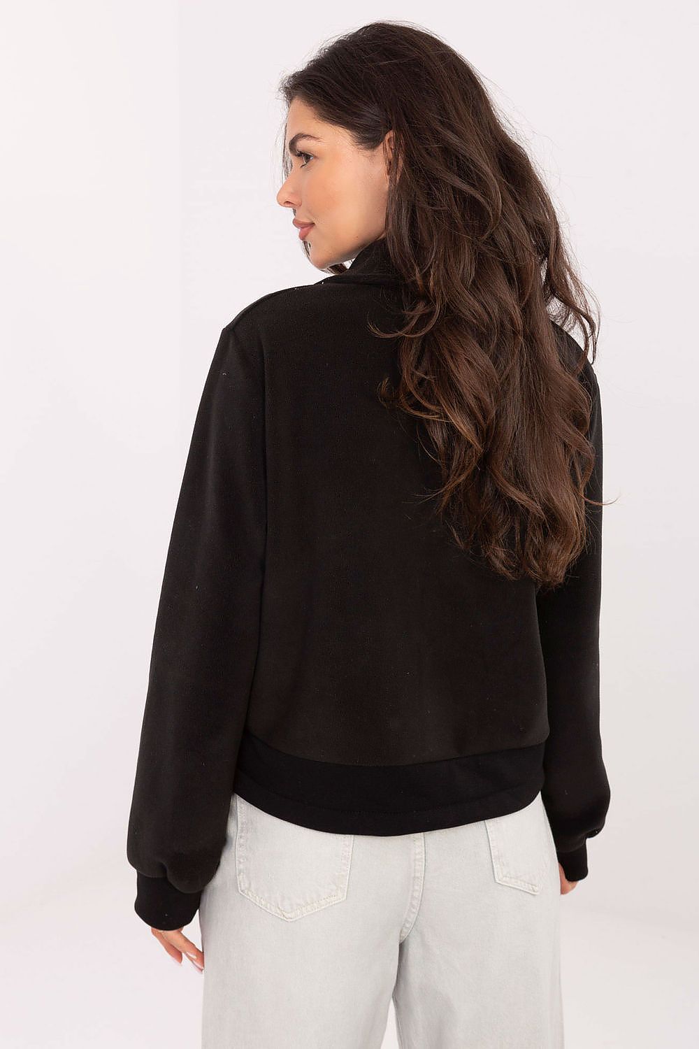 Elegant women's polar jacket by Factory Price, featuring a stylish collar, long sleeves, and convenient zipper, ideal for autumn, winter, and spring layering.