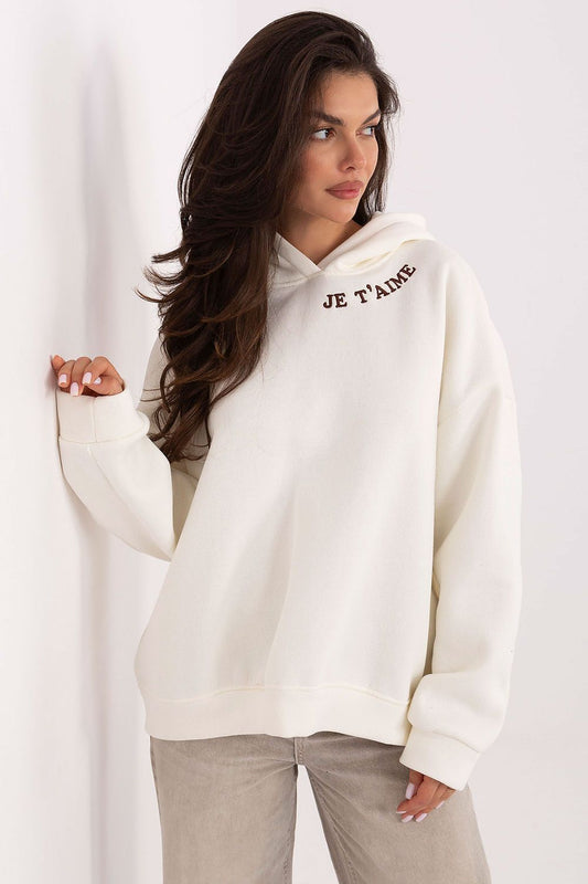 Elegant women's hoodie with subtle embroidery by Factory Price, crafted from a premium cotton-polyester blend for ultimate comfort and style. Perfect for casual wear, featuring a practical hood and long sleeves, available in EU size 0.