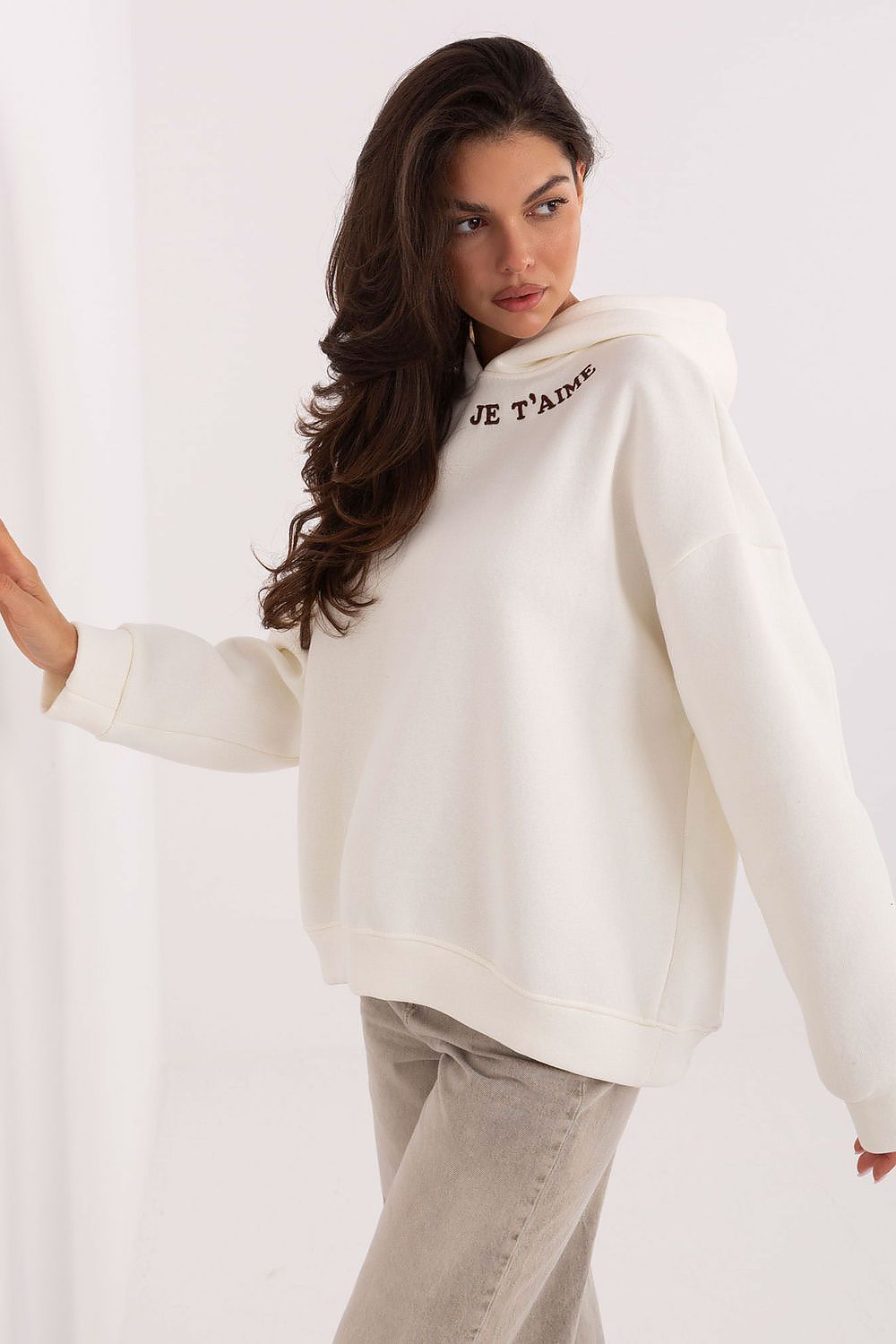 Elegant women's hoodie with subtle embroidery by Factory Price, crafted from a comfortable cotton-polyester blend, perfect for a luxurious everyday look.