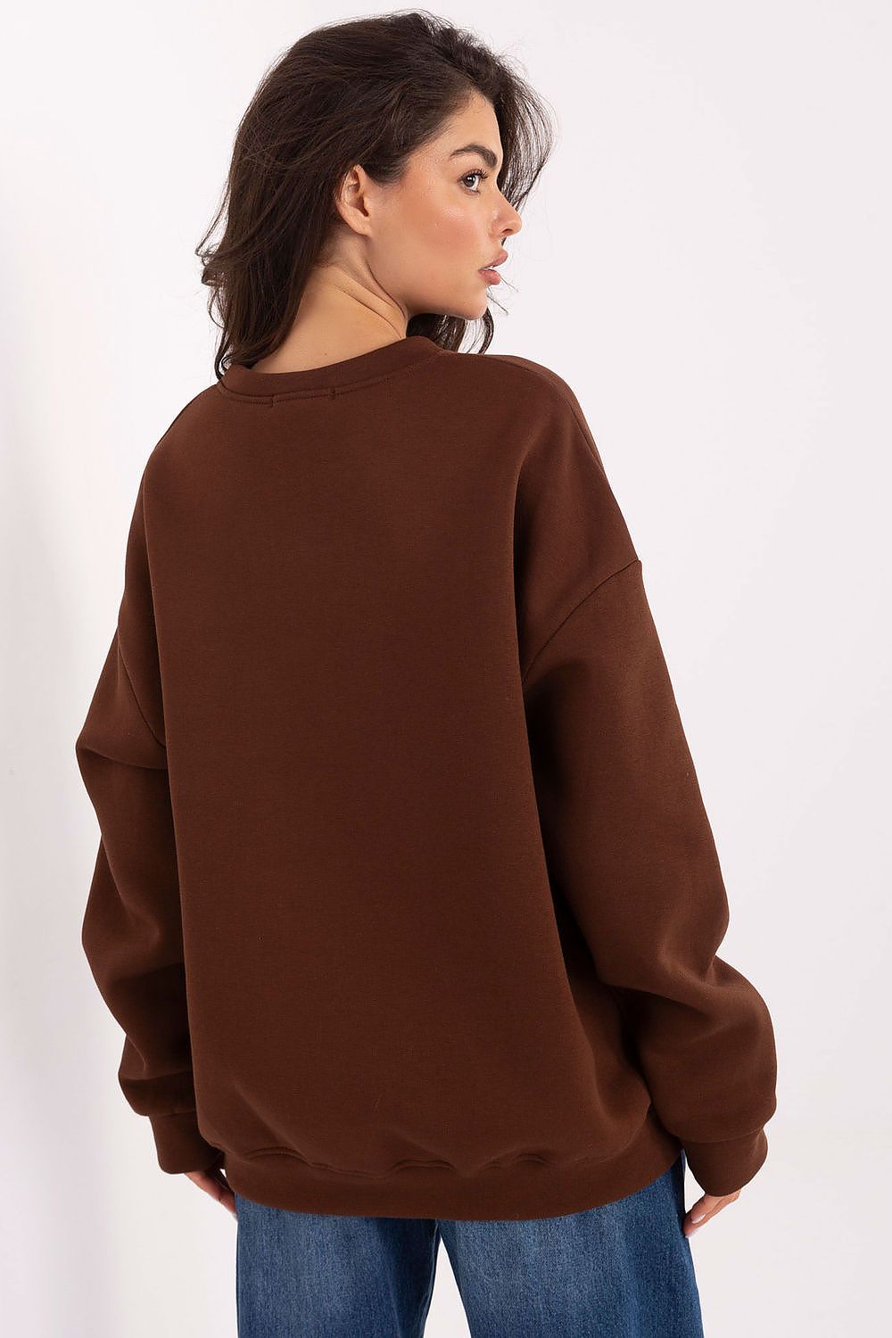 Model wearing Factory Price's luxury women's sweatshirt, demonstrating casual comfort and stylish versatility, perfect for everyday elegance in sizes EU 0.