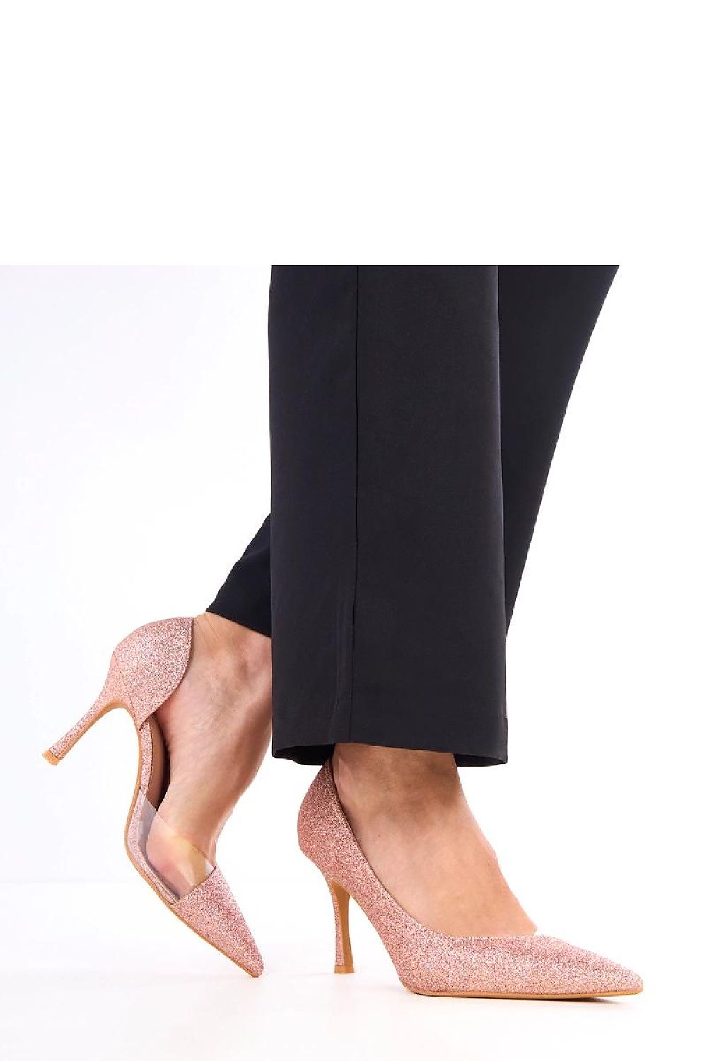 Close-up view of Solea Women's Glittery High Heels, featuring shimmering synthetic leather finish, ideal for creating a stunning evening look with comfort and stability.