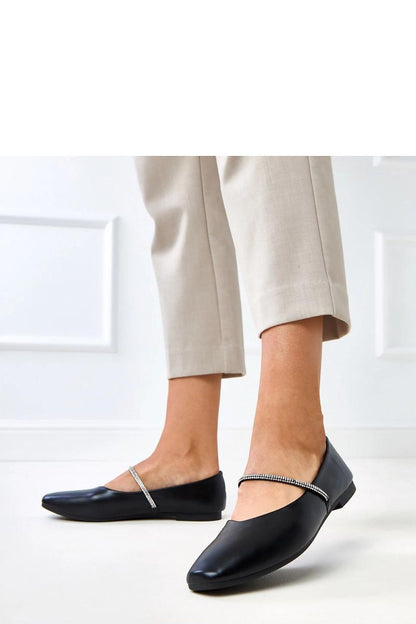 Elegant women's ballet flats by Solea featuring a decorative zircon strap and square toe, crafted from high-quality synthetic leather for a luxurious finish.