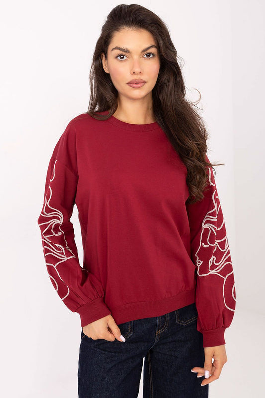 Luxury Women's cotton-blend sweatshirt by Relevance, featuring elegant embroidery, designed for comfort and style in EU size 0.