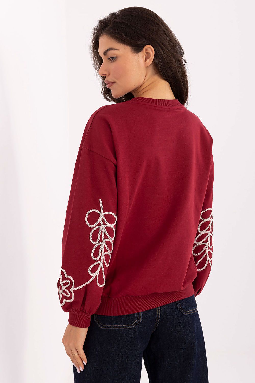 Versatile and elegant Luxury Women's Casual Sweatshirt by Relevance, highlighted by subtle embroidery, suitable for everyday occasions.