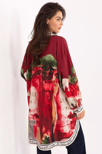 Rue Paris Women's Long Sleeve Shirt in a viscose-polyester blend, showcasing elegant modern design and classic collar detail.