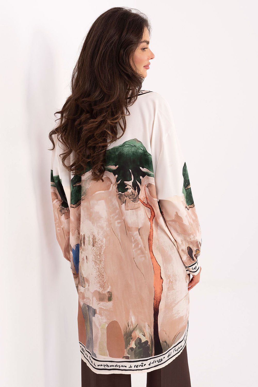 Styled outfit featuring Rue Paris Women's Long Sleeve Shirt along with elegant accessories, perfect for sophisticated everyday wear.