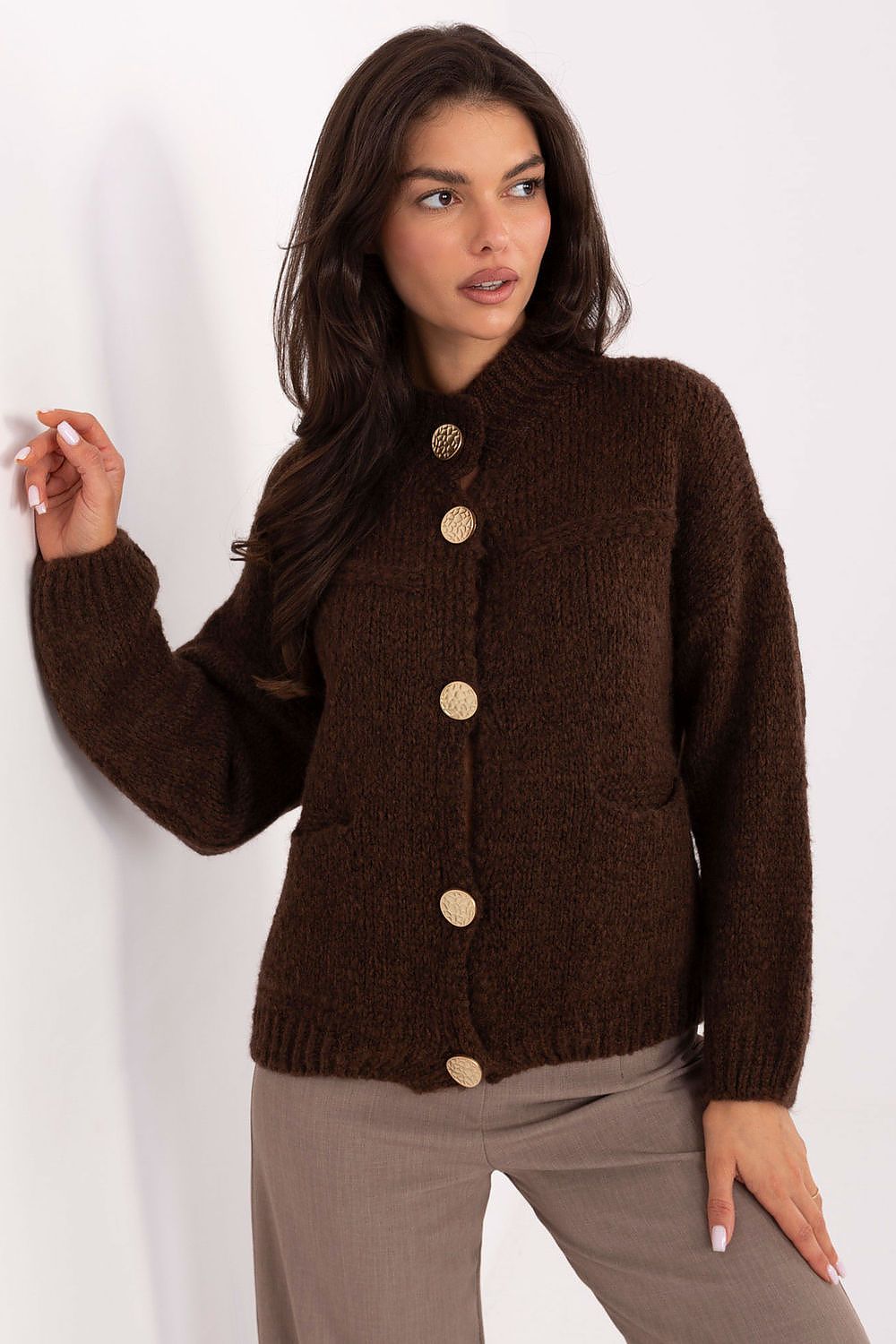 Elegant Luxury Women's Cardigan by Italy Moda featuring a classic buttoned design, designed for comfort and style in EU Size 0.