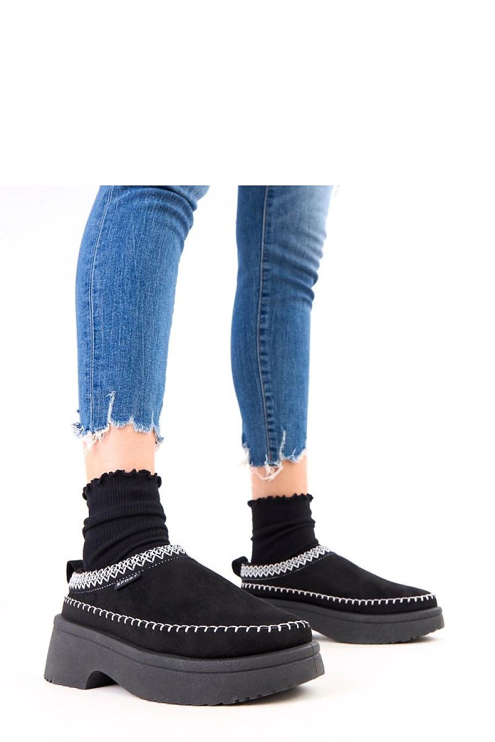 Elegant women's slip-on slippers by Solea featuring intricate decorative embroidery, crafted from eco-friendly suede, ideal for sophisticated everyday wear.