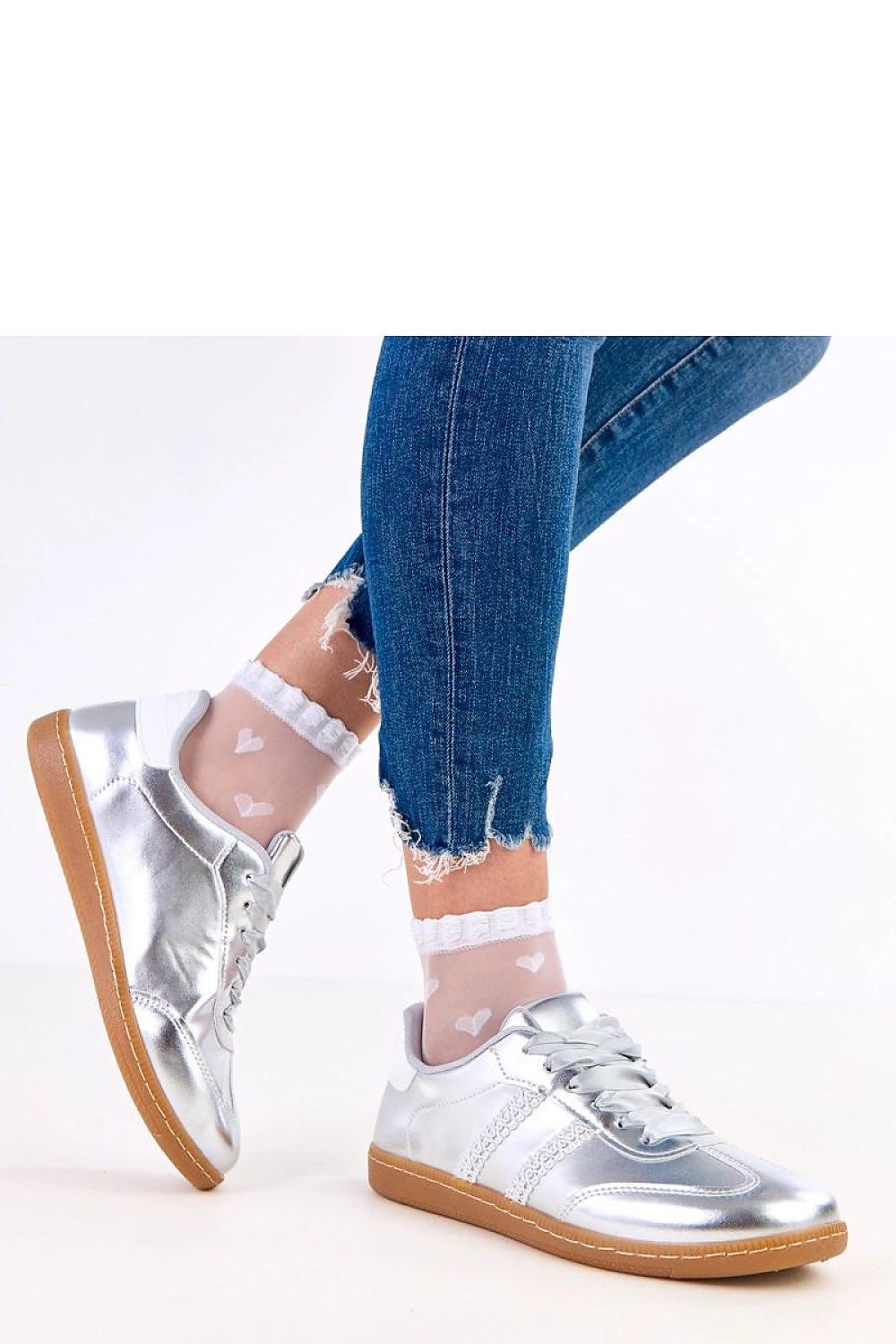 Close-up view of the soft fabric insole of Solea women's sport shoes, highlighting comfort in eco leather construction.