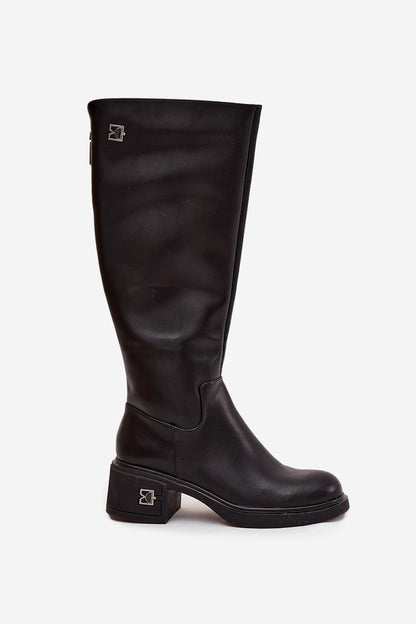 Elegant women's natural leather heel boots with zipper by Step in Style, showcasing a warm insulated design perfect for colder days, featuring a sophisticated low block heel and stylish detailing.