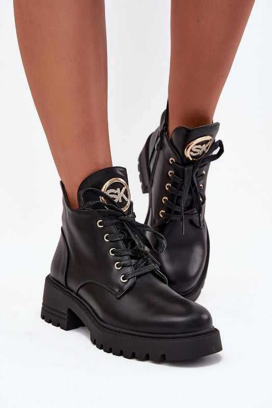 Elegant Women's eco leather ankle boots by Step in Style, featuring zip fastening and lace-up design, perfect for autumn-winter fashion.