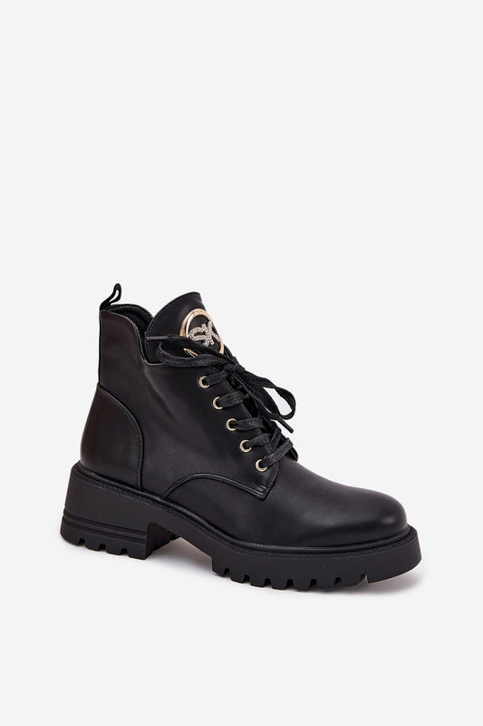 Stylish eco leather ankle boots for women, designed by Step in Style, showcasing a neat lace-up and zip fastening for a sophisticated look.