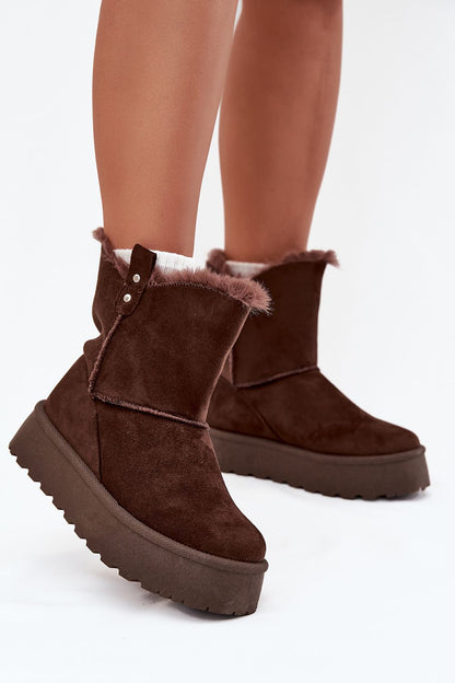 Chic eco suede snow boots for women from Step in Style, ideal for upscale winter outfits, showcasing a stylish platform design.