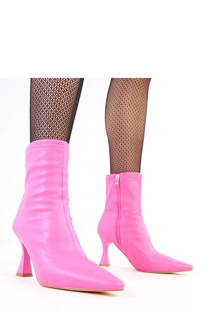 Elegant high-heeled ankle boots by Solea, crafted from eco-leather with a stylish 16 cm upper, showcasing a chic pointed toe design.