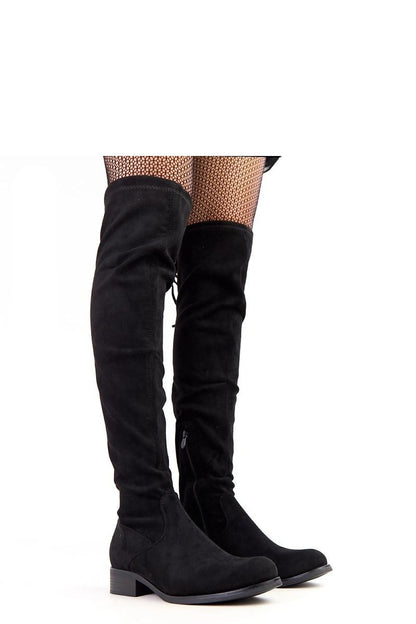 Solea eco-leather over-the-knee boots in multiple sizes, merging elegance with functional design for diverse styling.