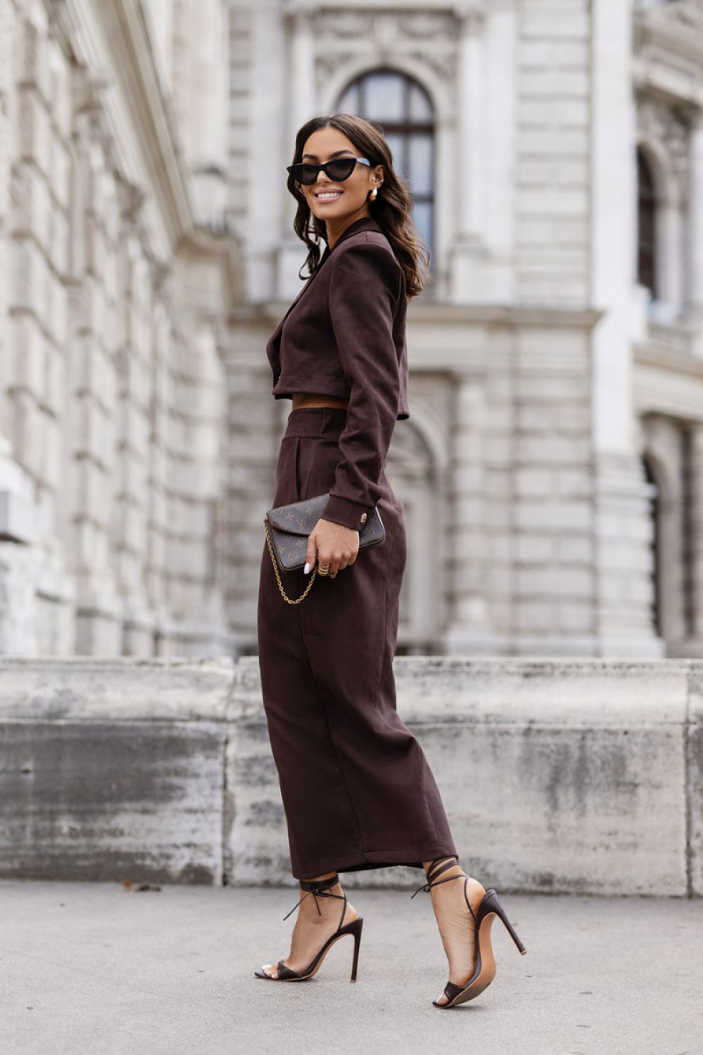 Chic WARRIS Bronze Blazer and Skirt Set for Women by LaBalancia, crafted from high-quality viscose blend for elegance and versatility.