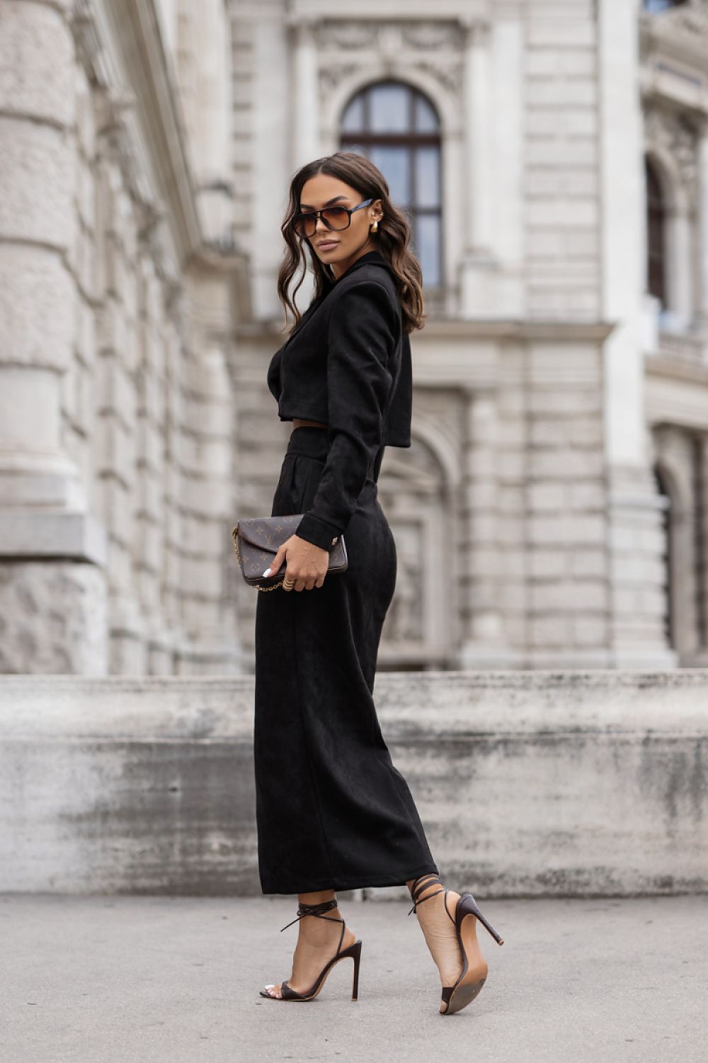 Chic WARRIS Bronze Women's Blazer and Skirt Ensemble by LaBalancia, perfect for both office wear and special events.