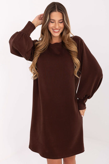 Chic knee-length oversized sweatshirt dress featuring a round neckline, crafted by Factory Price for graceful casual wear.