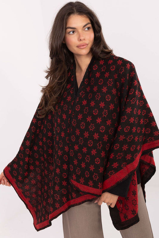 Elegant 100% acrylic poncho from Factory Price featuring a unique print and a loose fit, ideal for sophisticated layering.