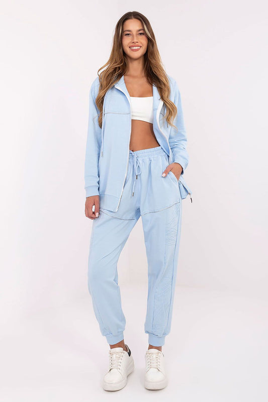 Luxury women's casual tracksuit set from Relevance featuring a stylish zip-up hoodie and high waist pants, perfect for comfort and elegance.