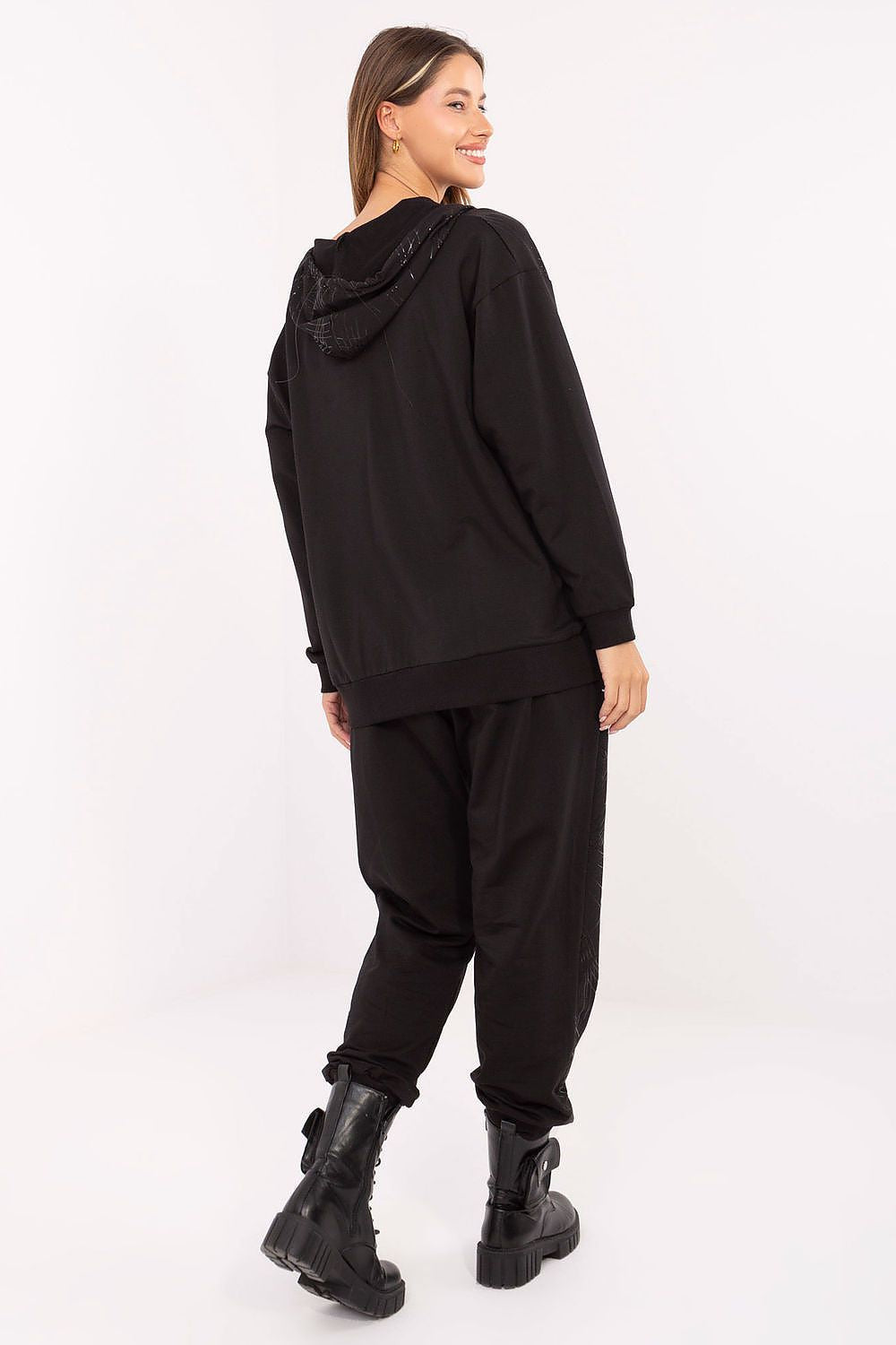 Luxurious women's casual tracksuit set by Relevance featuring a stylish zip-up hoodie and high waist pants, perfect for elegant everyday wear.
