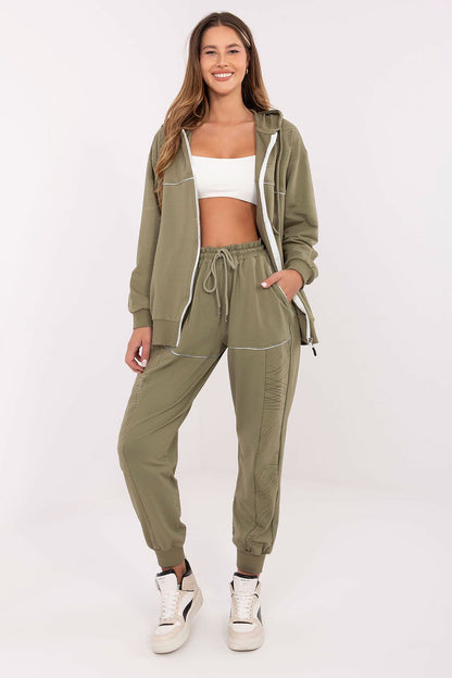 Relevance luxury women's casual tracksuit set displaying a stylish subtle print and practical design for ultimate comfort.