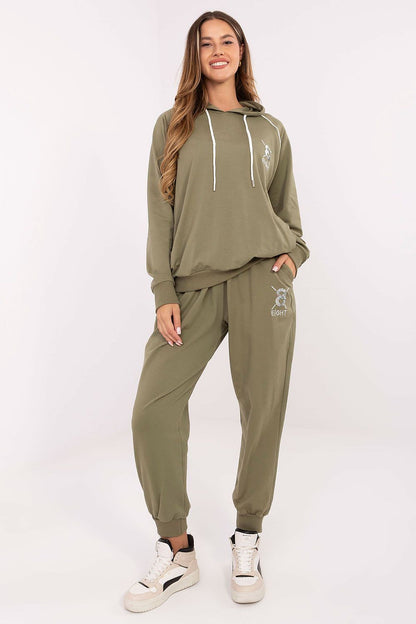 Luxurious women's cotton tracksuit set by Relevance, showcasing a stylish hoodie and high-waisted pants, ideal for a fashionable yet comfortable lifestyle.