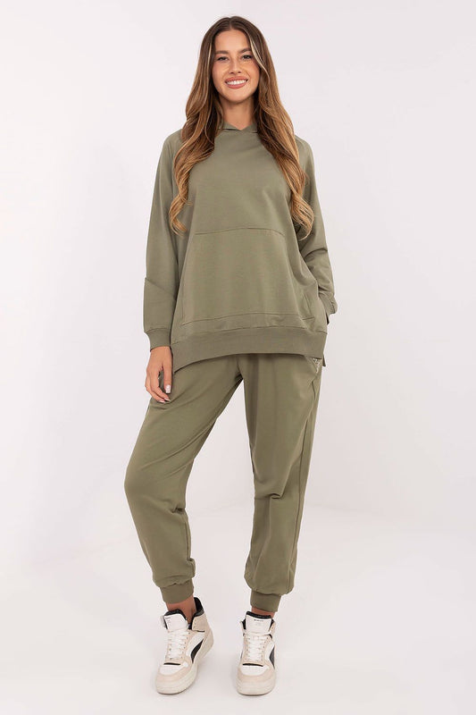 Chic and comfortable women's sweatshirt in a soft cotton and spandex blend by Relevance, designed for an elegant casual look.