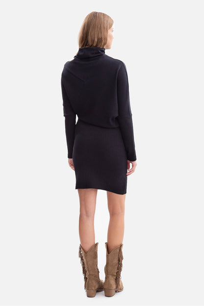 Fashionable display of BeWear Mini Ribbed Daydress, featuring unique batwing sleeves and a flattering waist line, exemplifying luxury women's wear.