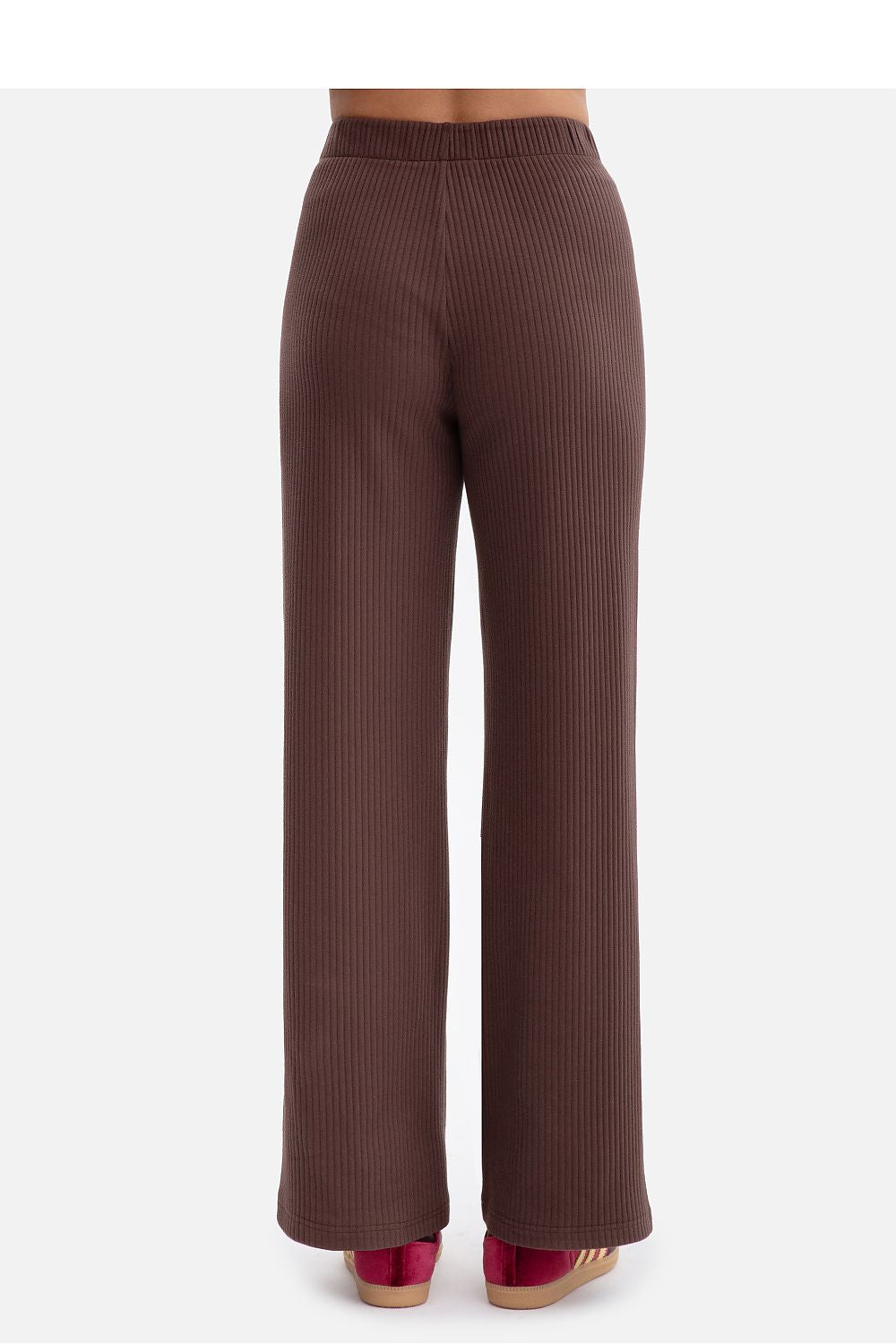 Stylish display of BeWear's Women's Ribbed Trousers, featuring a flattering loose fit and mid-rise waist, perfect for modern elegance in every season.