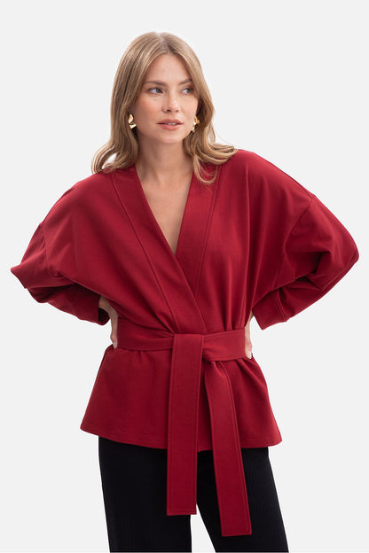 Elegant BeWear women's kimono-style sweatshirt blazer, crafted from premium cotton and spandex blend for ultimate comfort.