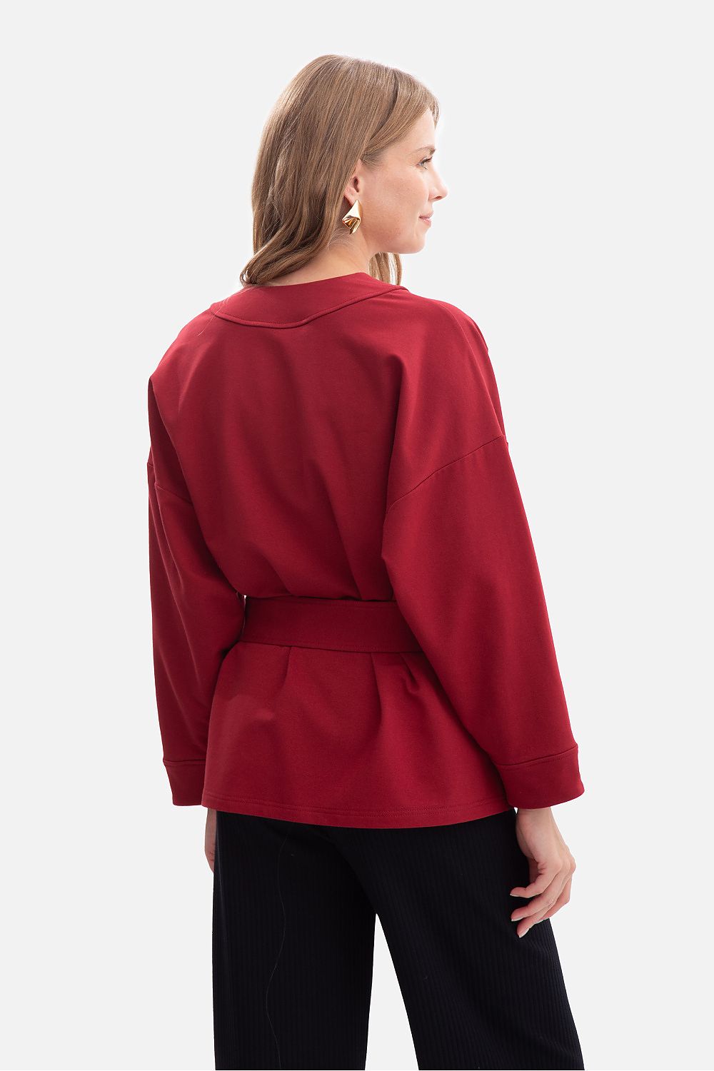 Elegant BeWear Women's Kimono-Style Blazer Sweatshirt in sizes S/M & L/XL, highlighting the chic tied waist and modern kimono cut for versatile fashion.
