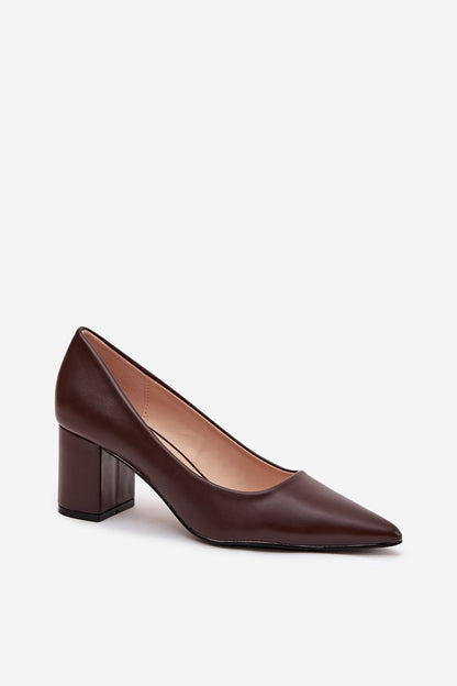 Close-up of elegant eco leather block heel pumps for women by Step in Style, highlighting the premium craftsmanship and stylish silhouette, perfect for sophisticated occasions.