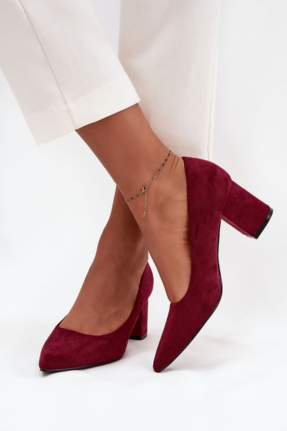 Elegant women's block heel pumps in eco suede by Step in Style, featuring a timeless design and pointed toe for a sleek silhouette.
