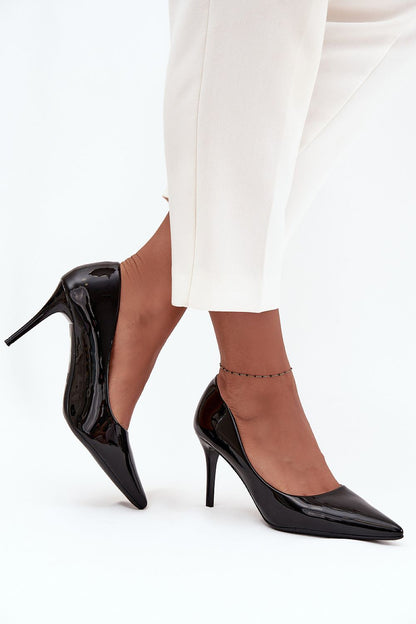 Chic patent eco-leather women's high heels from Step in Style, showcasing a pointed toe design that enhances elegant silhouettes with a stunning 8.5 cm heel.
