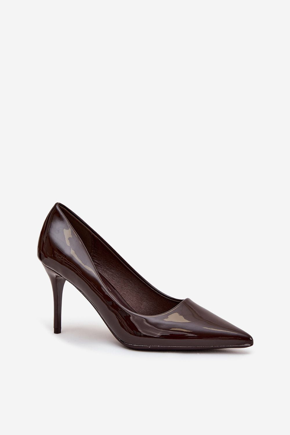 Luxury women's footwear designed by Step in Style, featuring gorgeous patent eco-leather high heels with a delicate pointed toe and an elegant 8.5 cm slender heel.