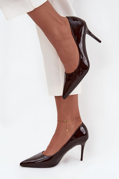 Sophisticated women's high heels by Step in Style in patent eco-leather, designed with a timeless flair for chic outfits, standing tall at 8.5 cm.