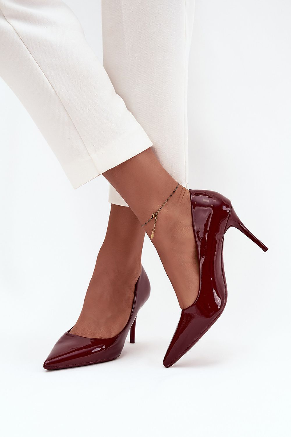 Elegant women's high heels in patent eco-leather by Step in Style, featuring a slim 8.5 cm heel and a chic glossy finish, perfect for stylish outfits.