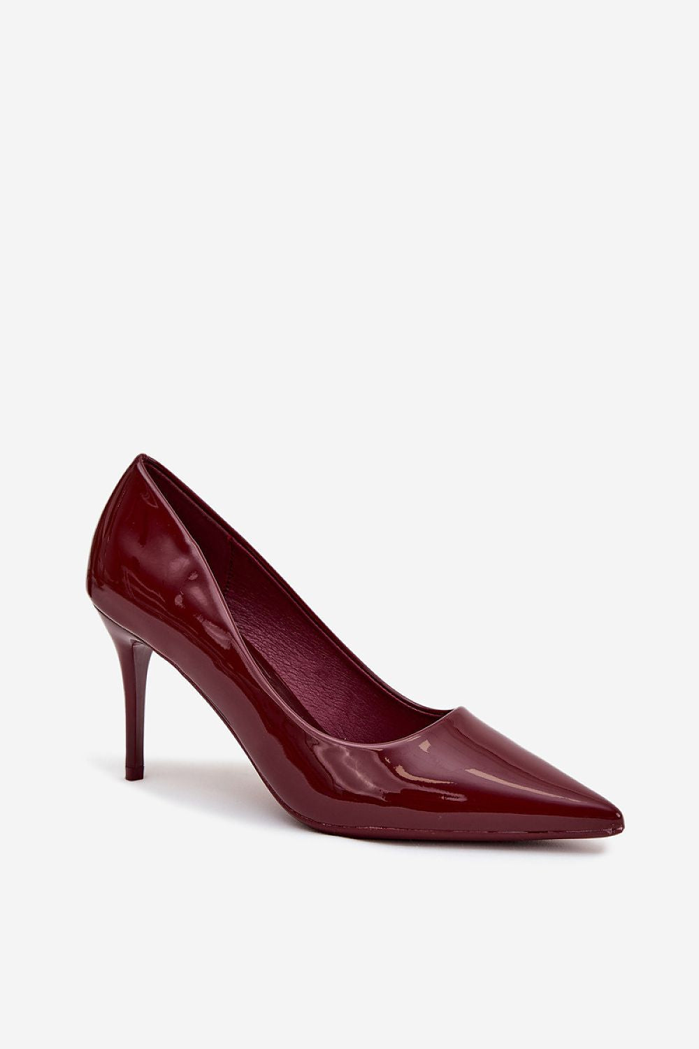 Fashionable slim heel women's shoes in patent eco-leather by Step in Style, showcasing their delicate pointed toes and luxurious design, ideal for any occasion.