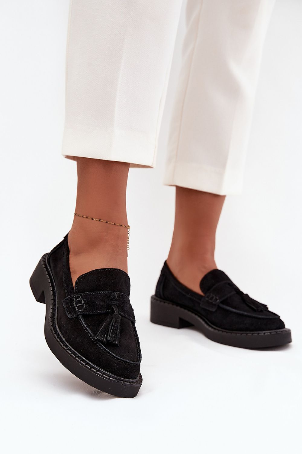 Luxury Women's Suede Moccasins with Fringes from Step in Style, showcasing elegant design and stylish comfort.