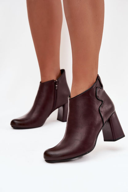Elegant Jezzi Women's Ankle Boots in natural leather with 8cm block heel, perfect for autumn-winter, featuring classic rounded toes by Step in Style.