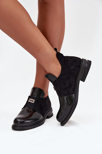 Close-up view of Vinceza Women's ankle boots crafted from eco leather and suede, showcasing intricate texture details and a chic low heel. A premium choice for stylish footwear by Step in Style.