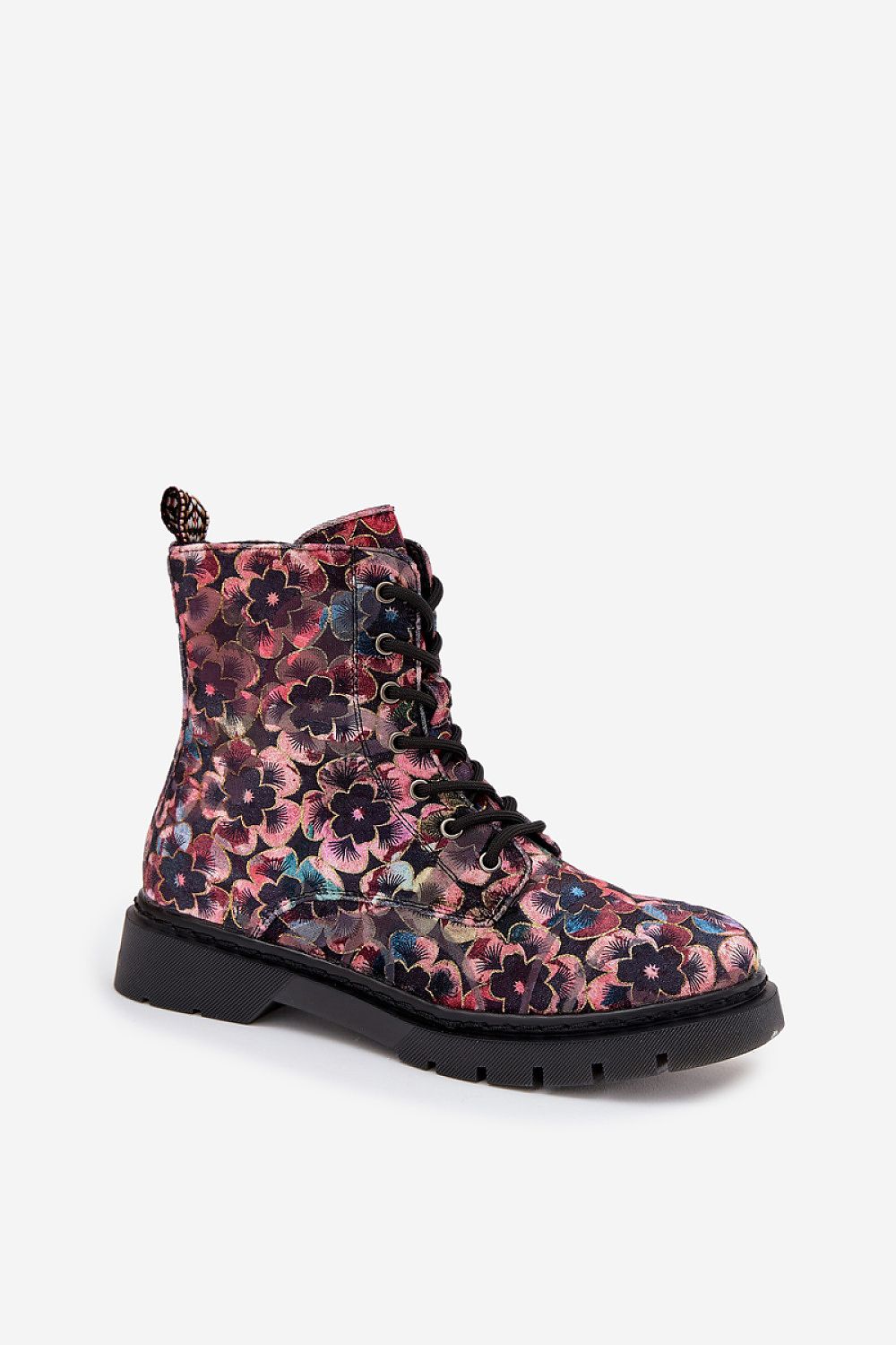 Close-up of Artiker Women's Floral Ankle Boots by Step in Style, highlighting intricate floral design and premium materials for added comfort.