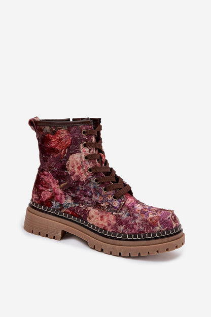 Artiker luxurious insulated ankle boots featuring a unique floral design and comfortable platform sole, ideal for fashion-forward women.