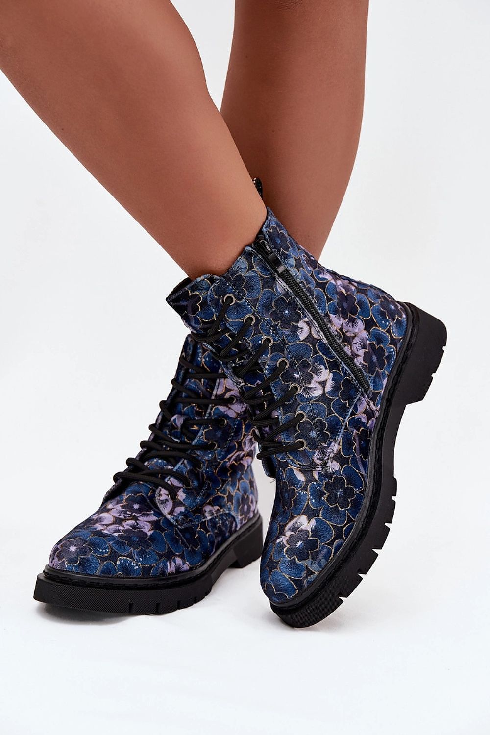Artiker Women's Floral Ankle Boots on display, highlighting the chic floral embellishments and flat heel, brought to you by Step in Style for an effortlessly stylish look.